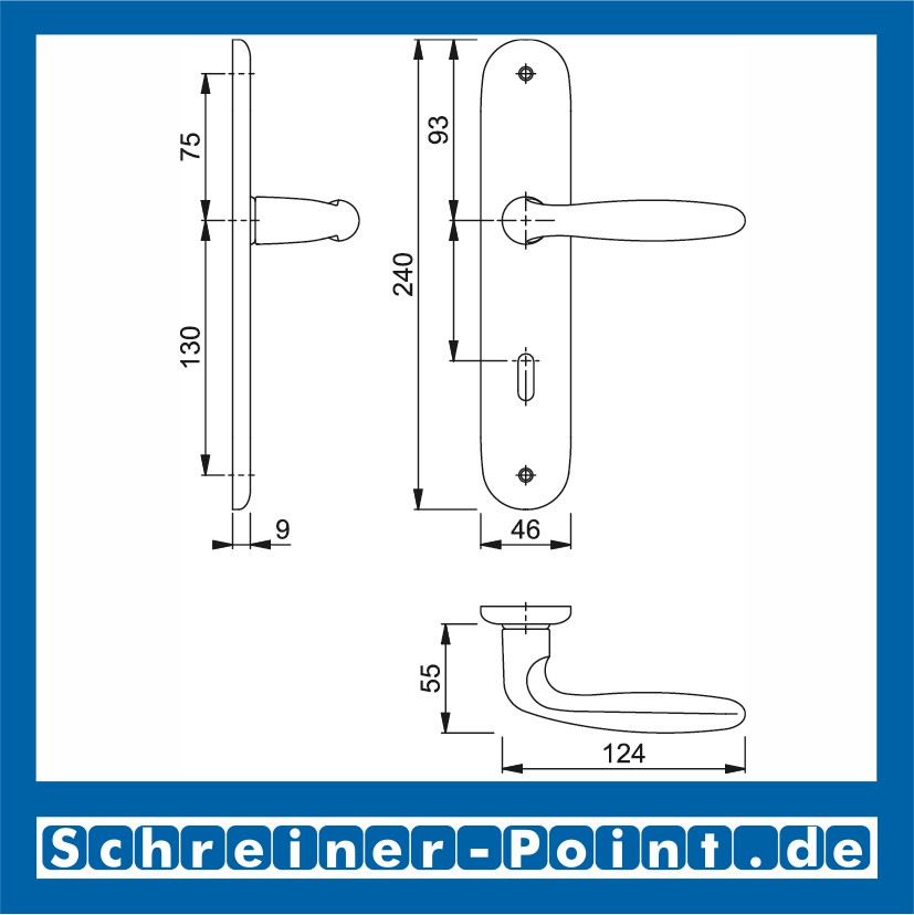 Hoppe Verona Aluminium Langschildgarnitur F9 Stahlfarben 1510/273P, 2962991, 2131397, 2963003, 2963011, 2131451, 2806614